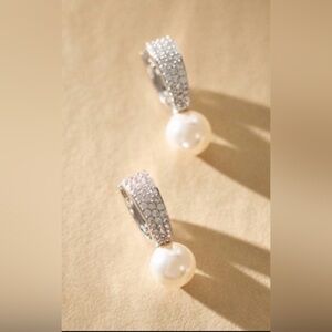 Nadri Silver and Pearl Crystal Earrings